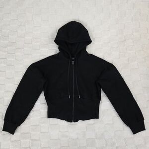 Victoria's Secret Cotton Fleece Full-Zip Corset Hoodie Pure Black Size S BNWOT